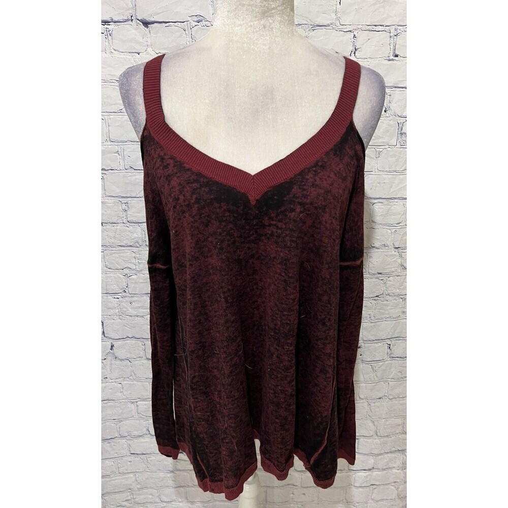 Rock & Republic Women’s Burnout Cold Shoulder Tunic Cotton Sweater Size Medium